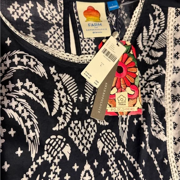 NWT Farm Rio x Anthropologie Printed Flutter sleeve Top size L - Picture 4 of 5